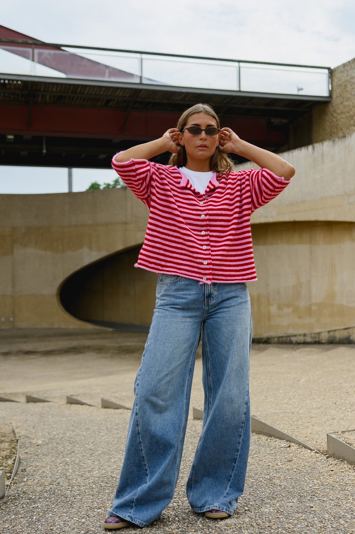 Gilet Sophia - rouge et rose