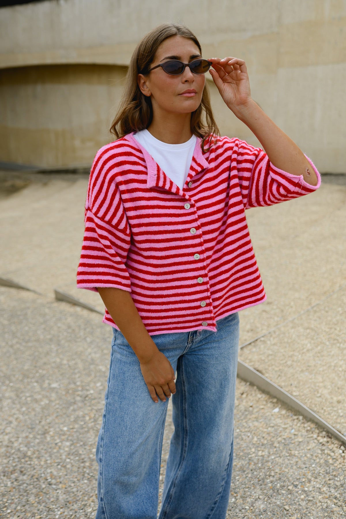 Gilet Sophia - rouge et rose