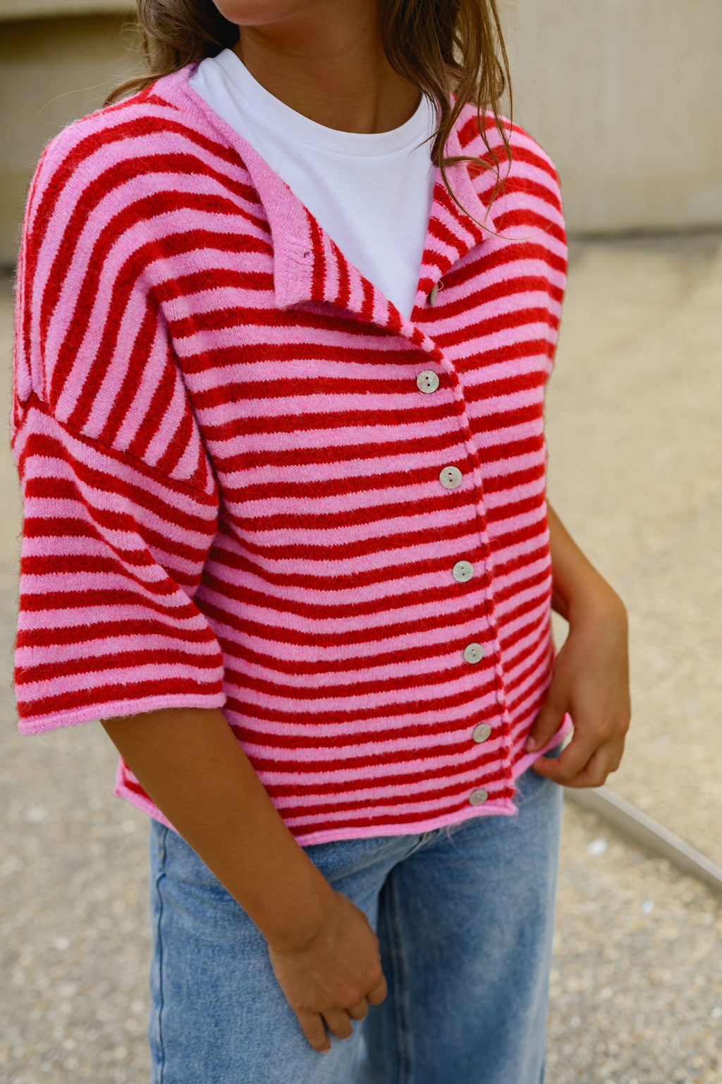 Gilet Sophia - rouge et rose