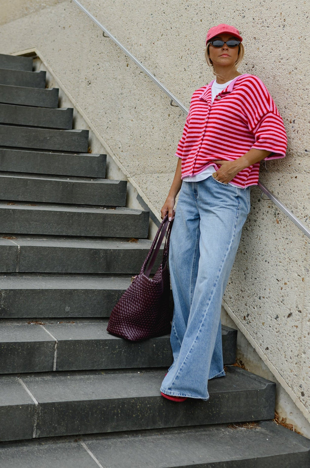Gilet Sophia - rouge et rose