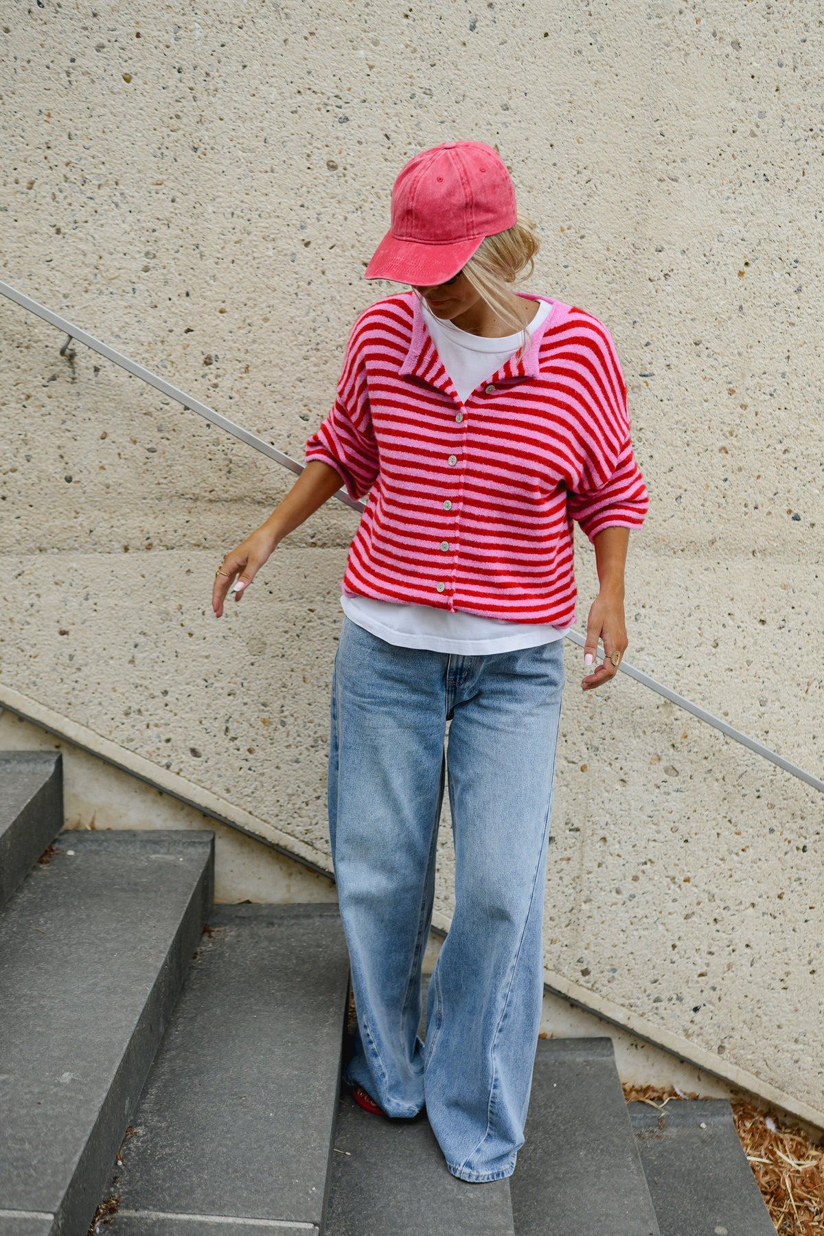 Gilet Sophia - rouge et rose