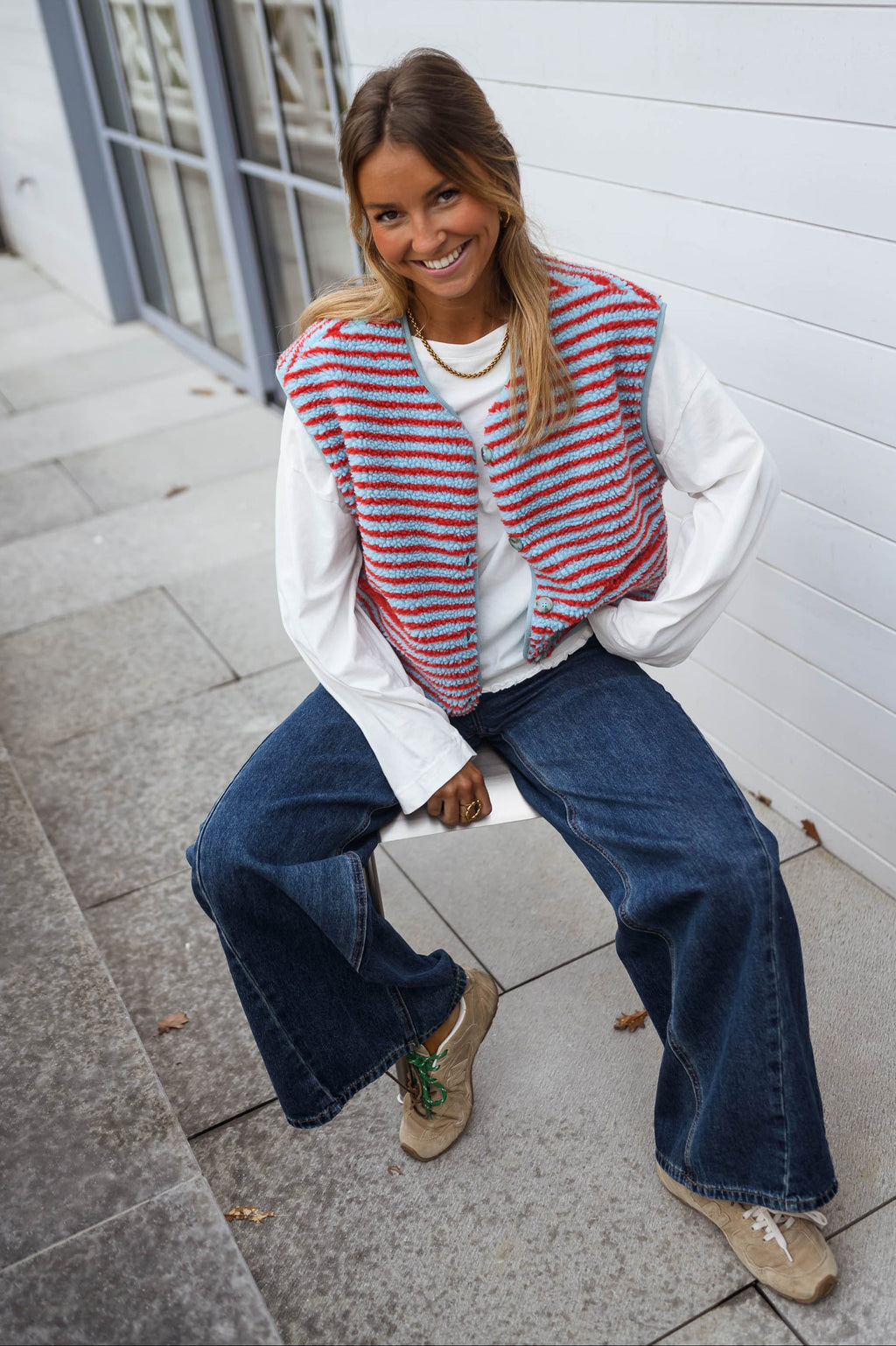Gilet Taoh - bleu et corail