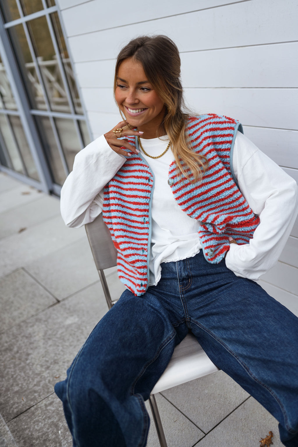 Gilet Taoh - bleu et corail