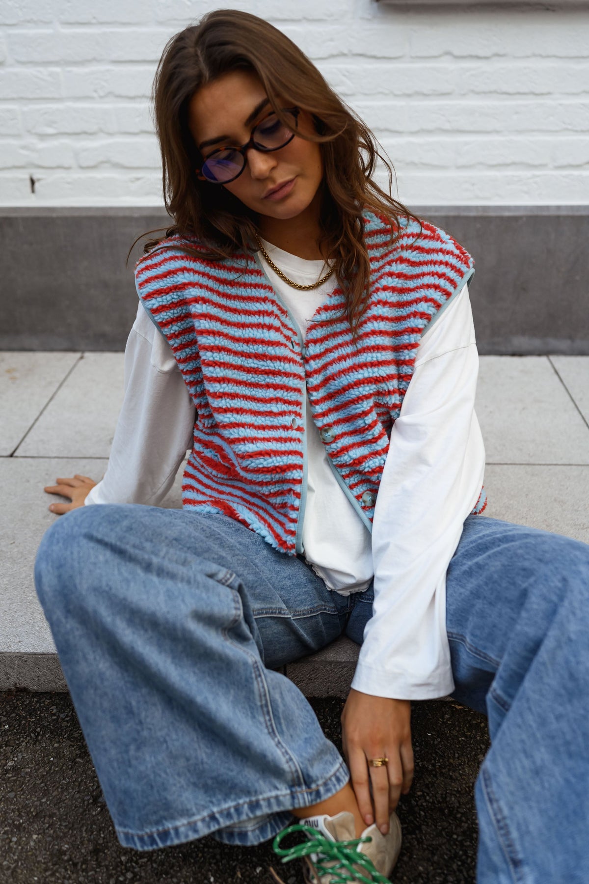 Gilet Taoh - bleu et corail