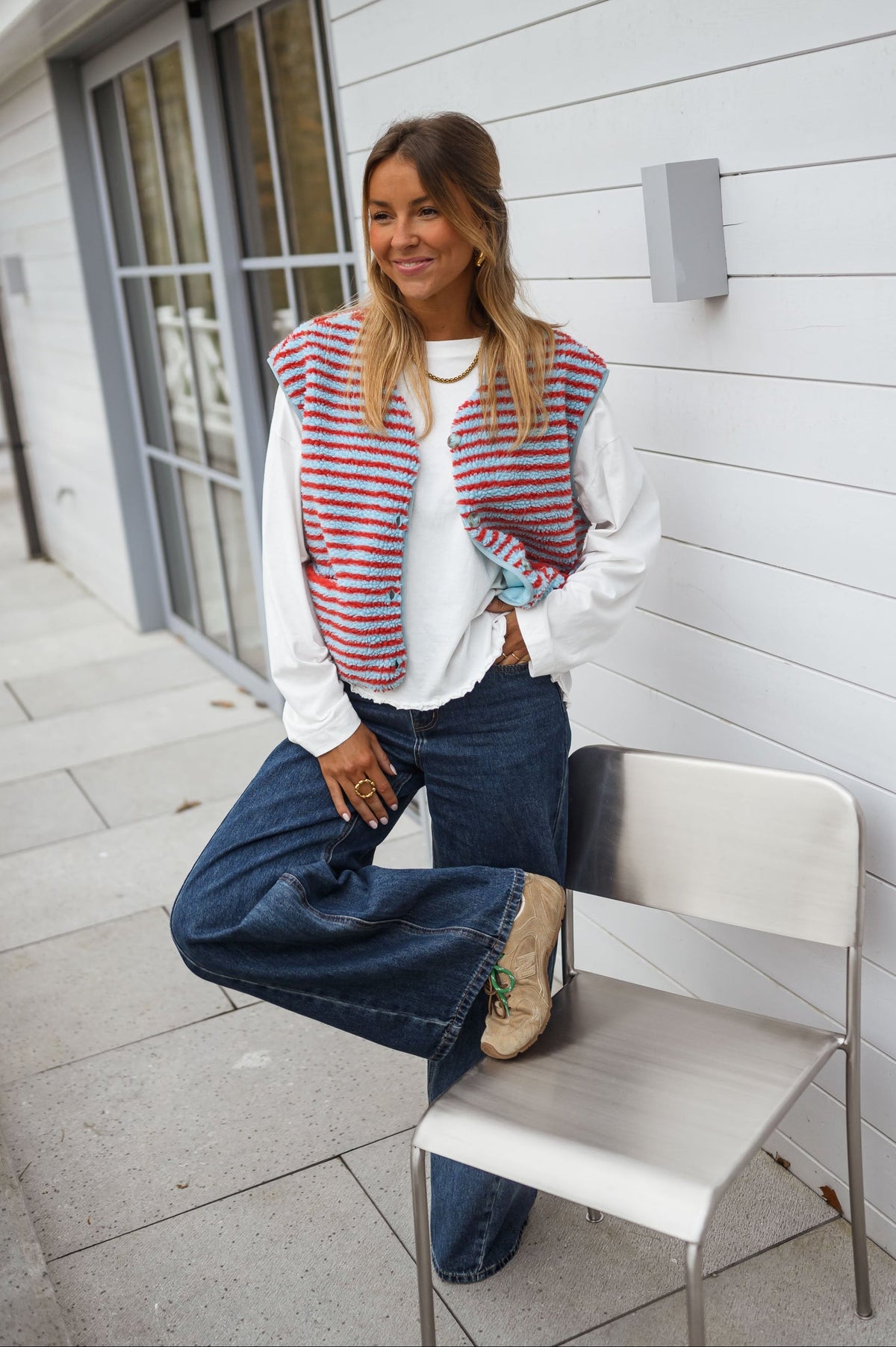 Gilet Taoh - bleu et corail