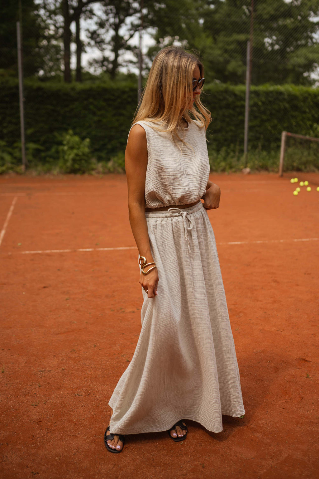 Jupe Alyssa - beige en gaze de coton