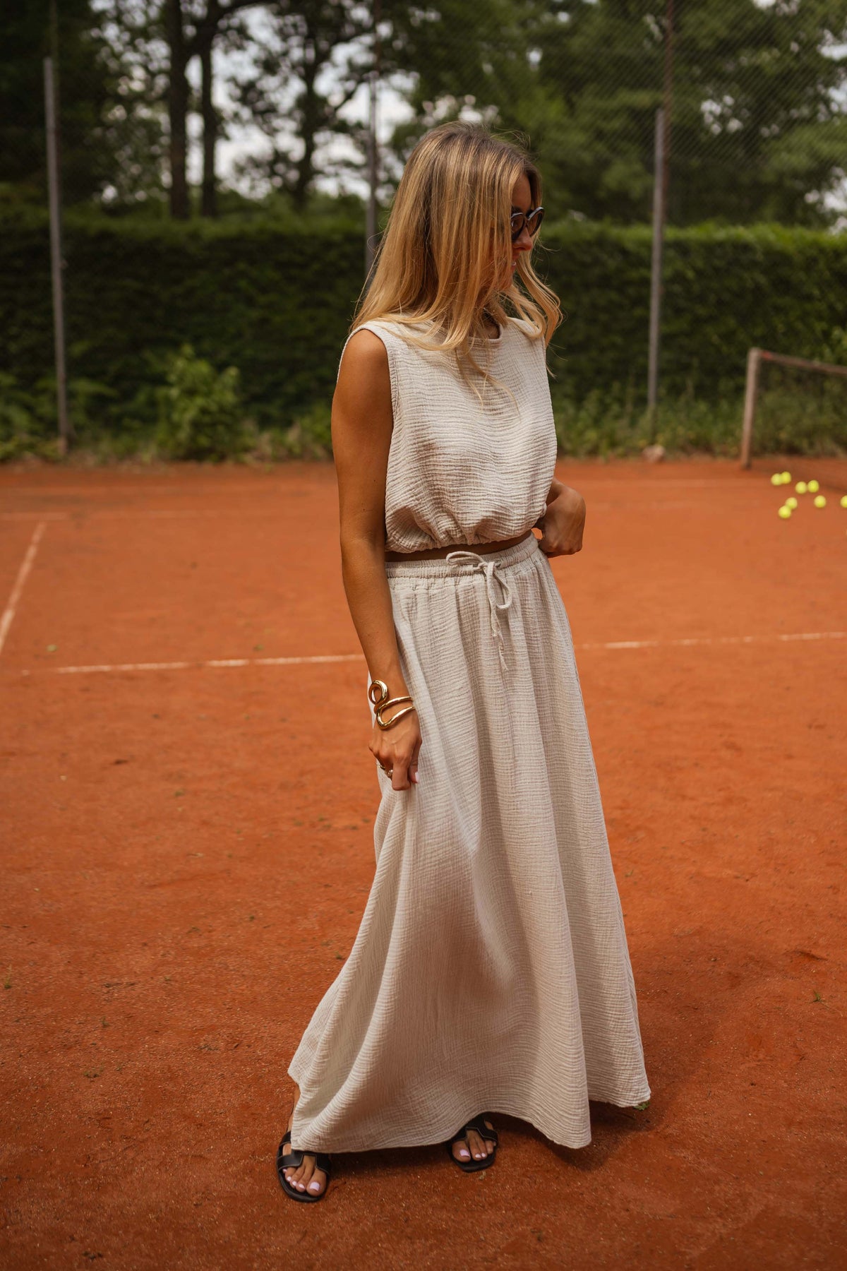 Jupe Alyssa - beige en gaze de coton