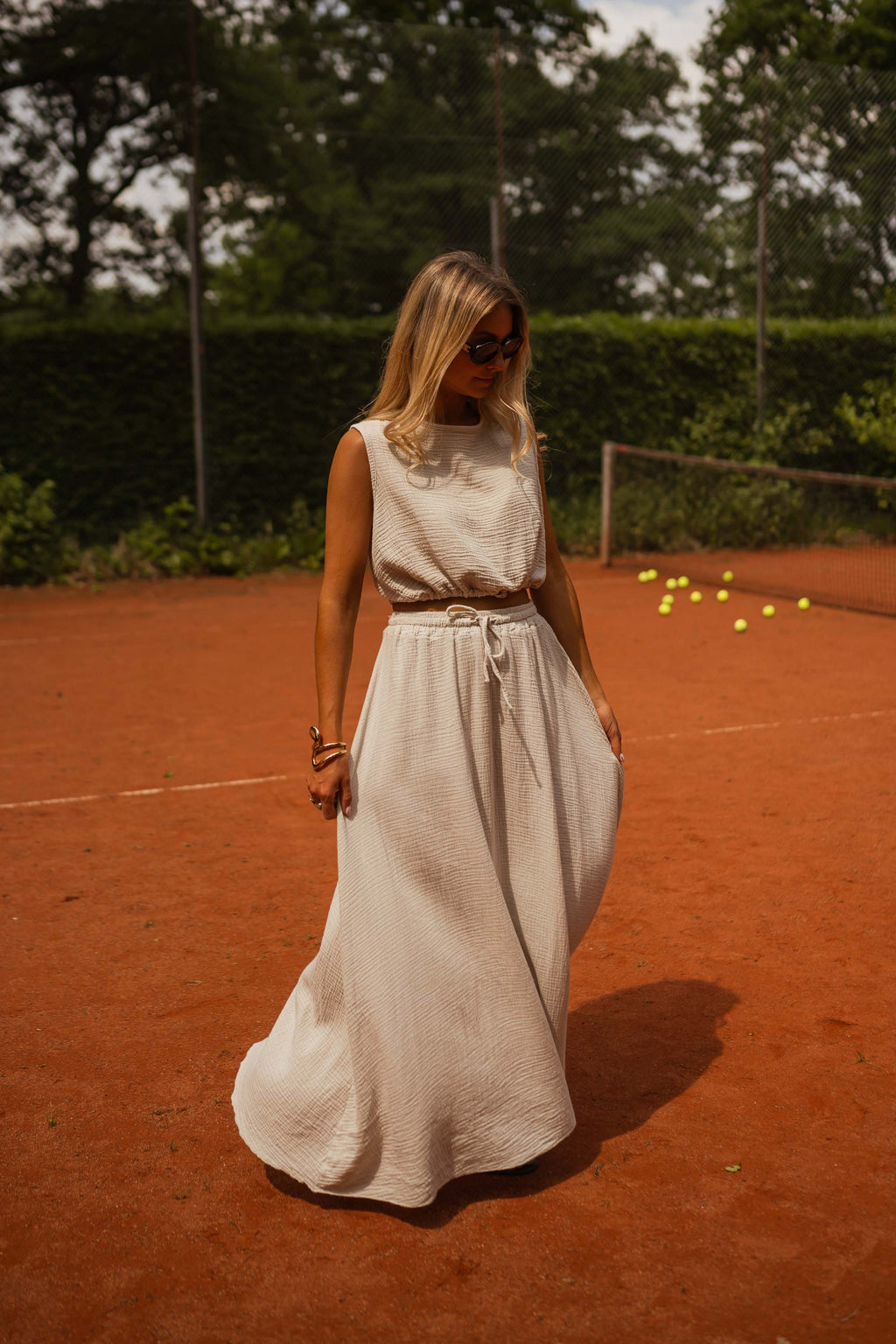 Jupe Alyssa - beige en gaze de coton