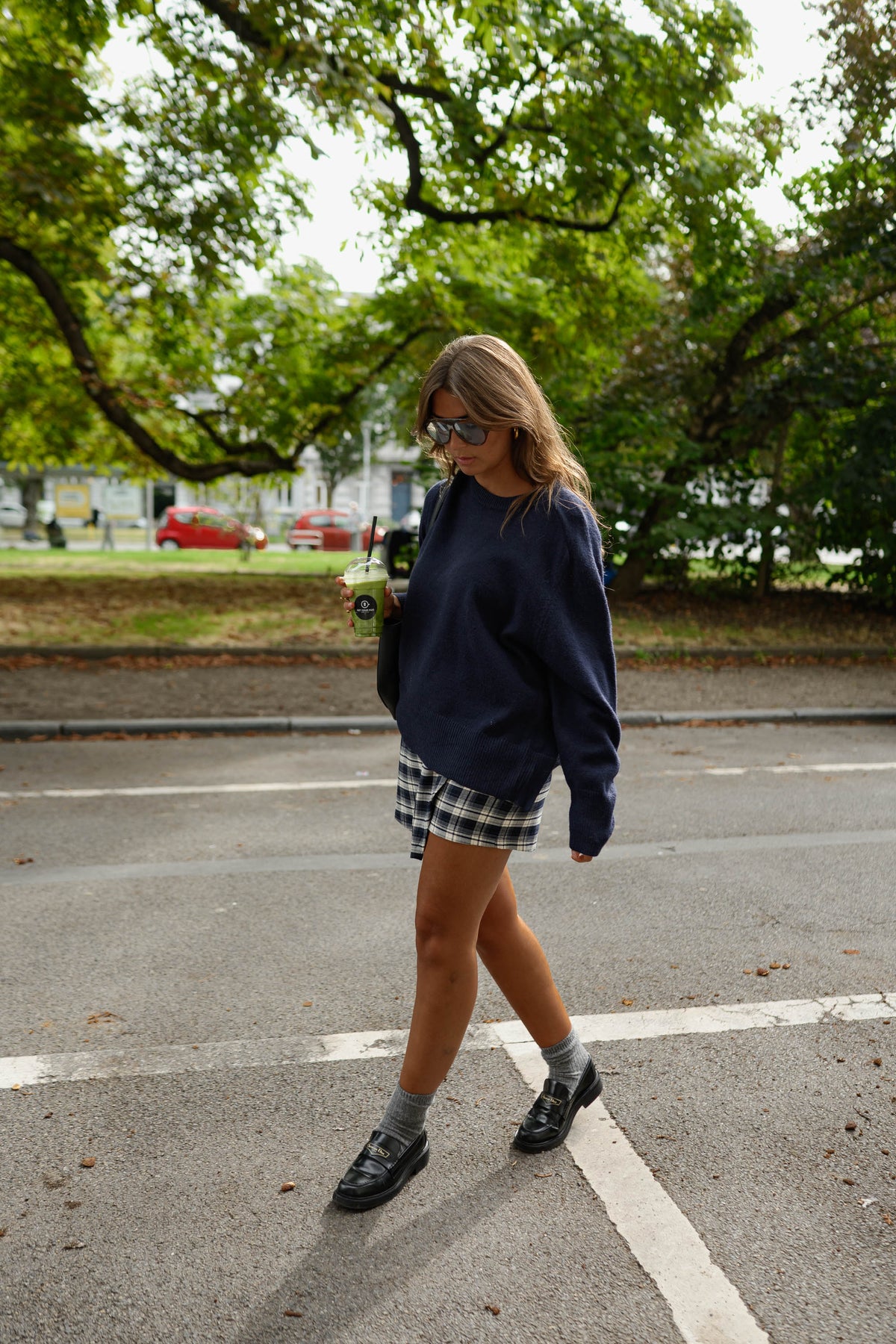 Jupe-short Jenny - bleue à carreaux