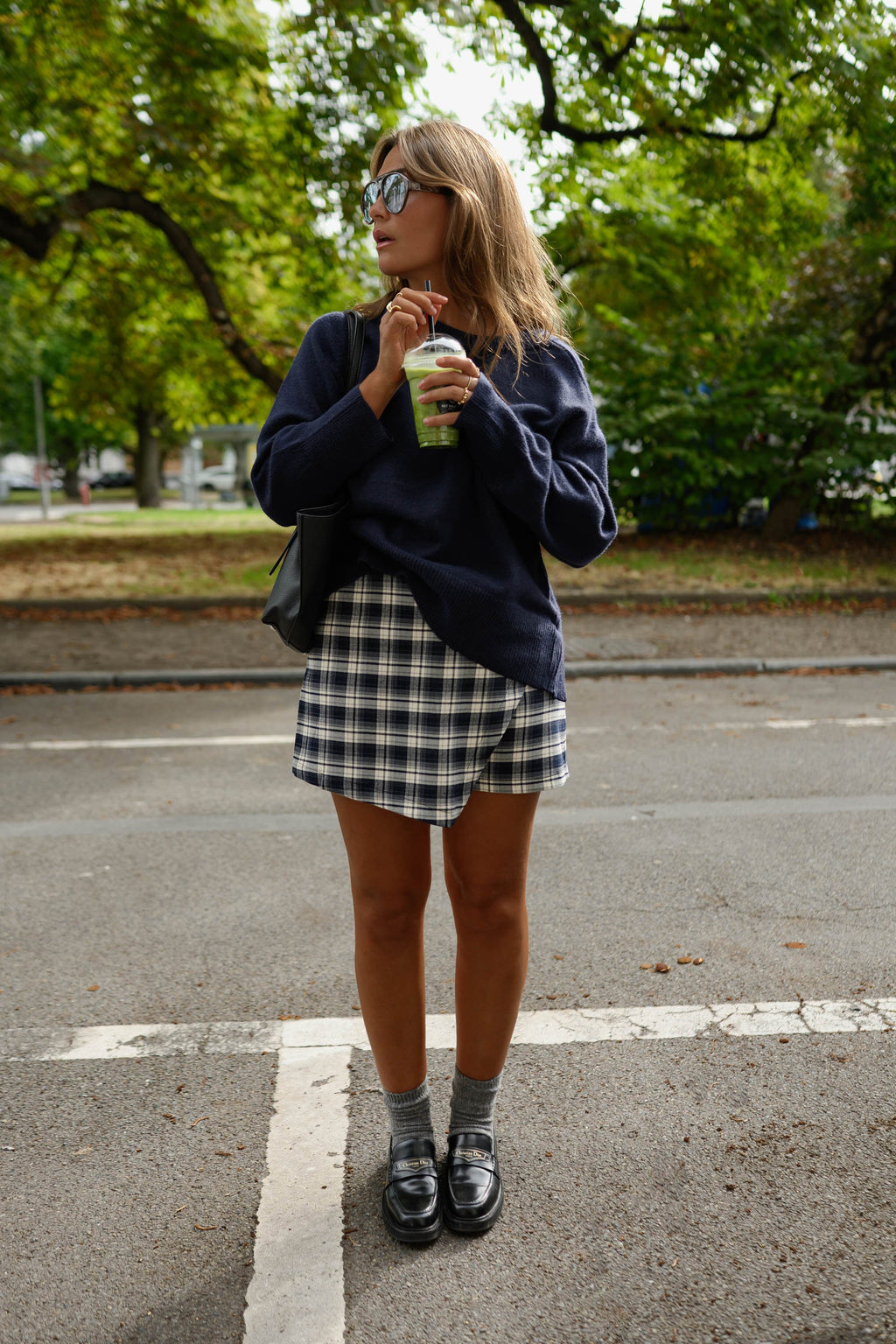 Jupe-short Jenny - bleue à carreaux