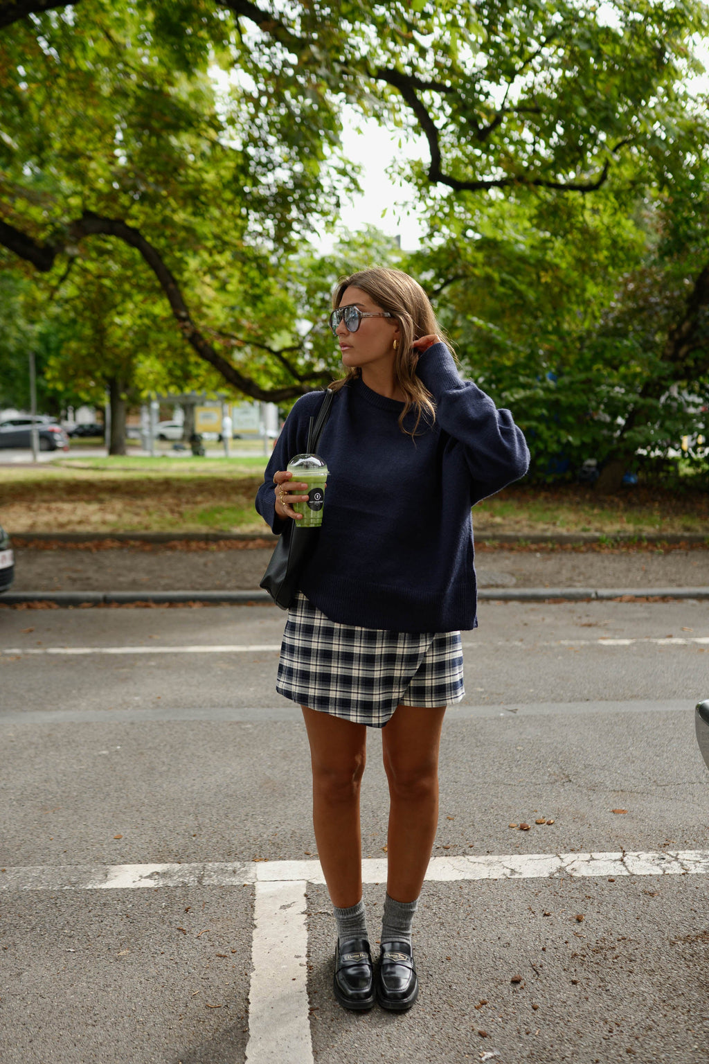 Jupe-short Jenny - bleue à carreaux