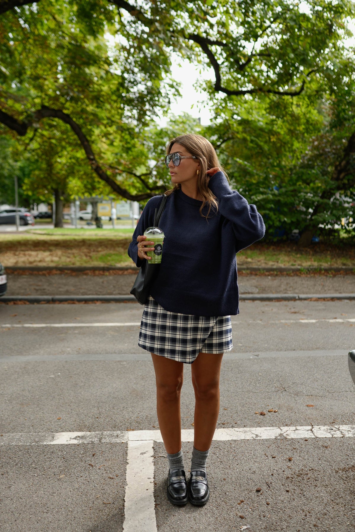 Jupe-short Jenny - bleue à carreaux