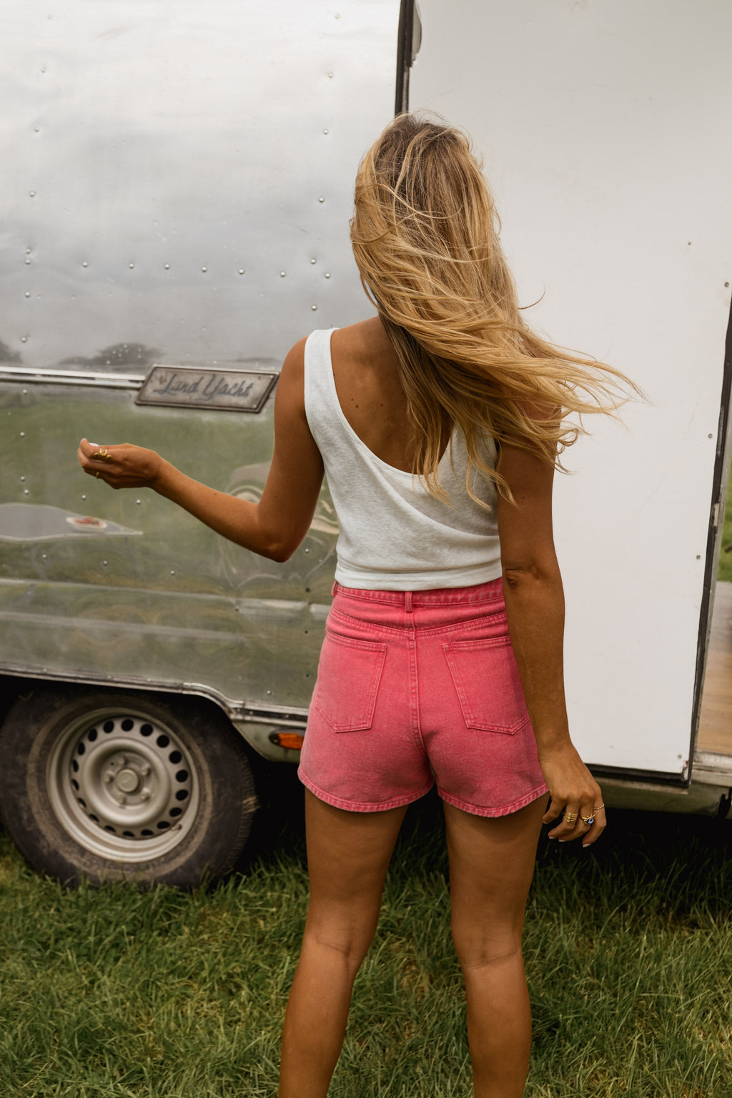 Jupe-short Johanne - corail en jeans