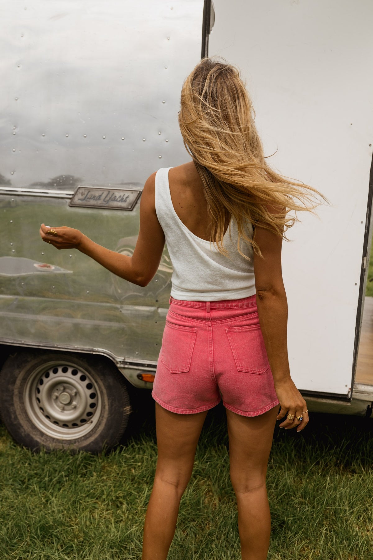 Jupe-short Johanne - corail en jeans