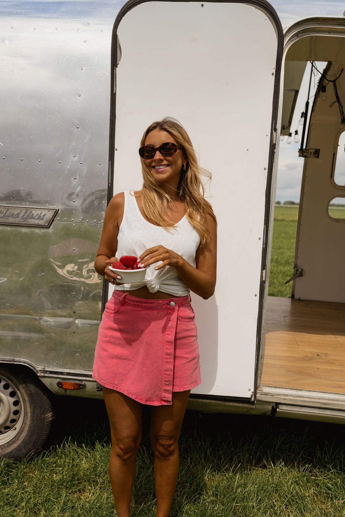 Jupe-short Johanne - corail en jeans