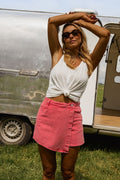 Jupe-short Johanne - corail en jeans