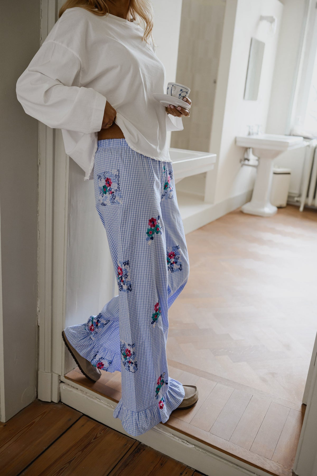 Pantalon Amarine - bleu à carreaux et motifs
