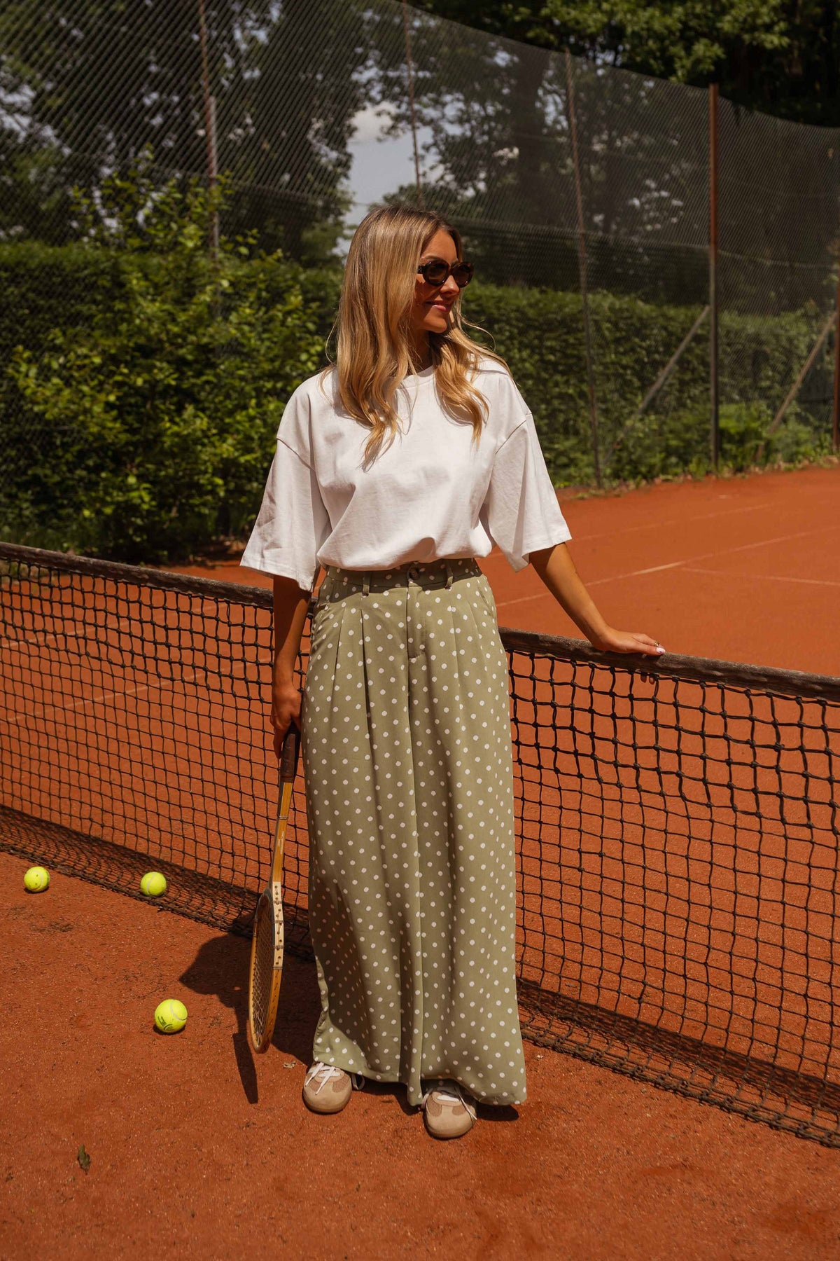 Pantalon Augustina - vert à pois