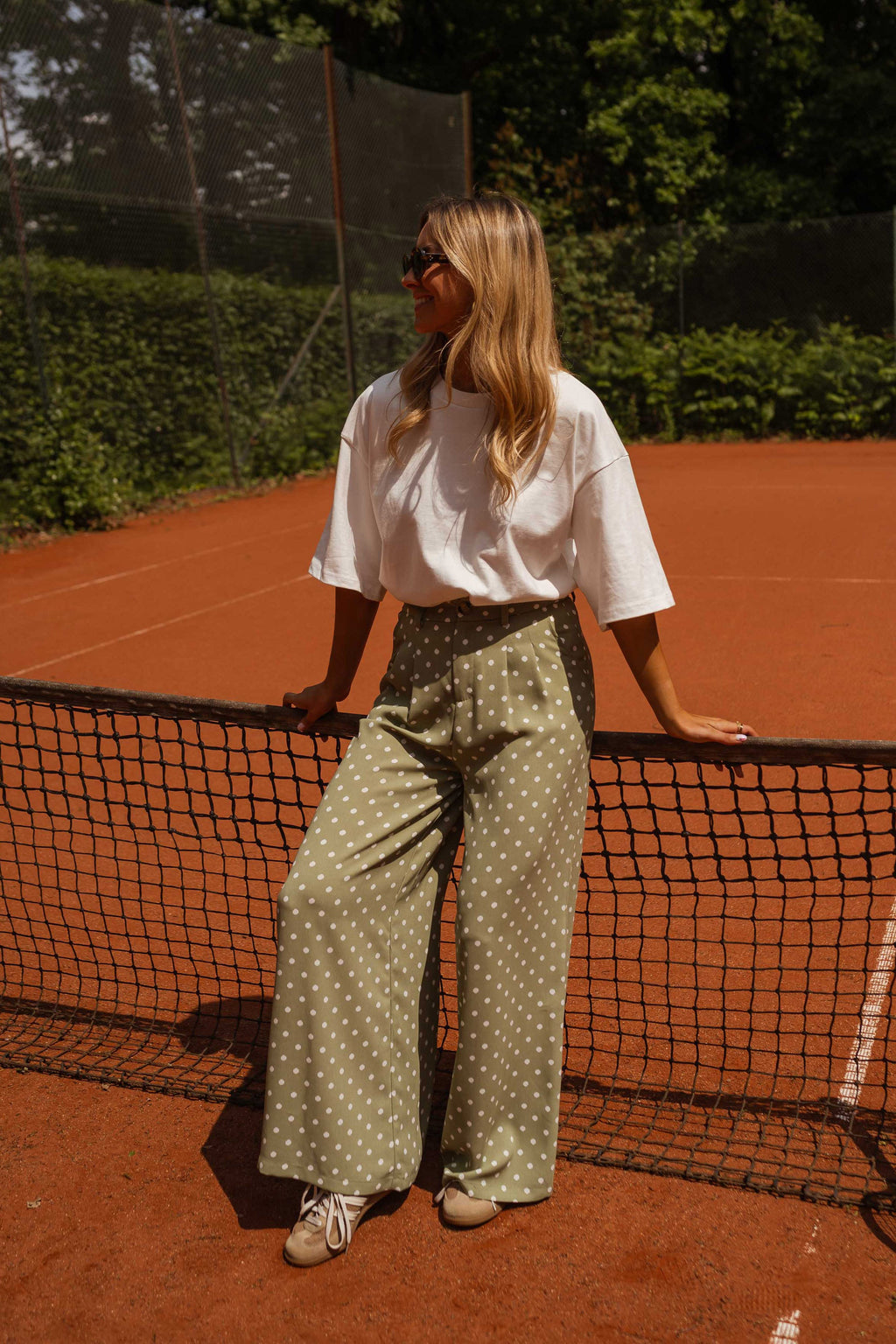 Pantalon Augustina - vert à pois