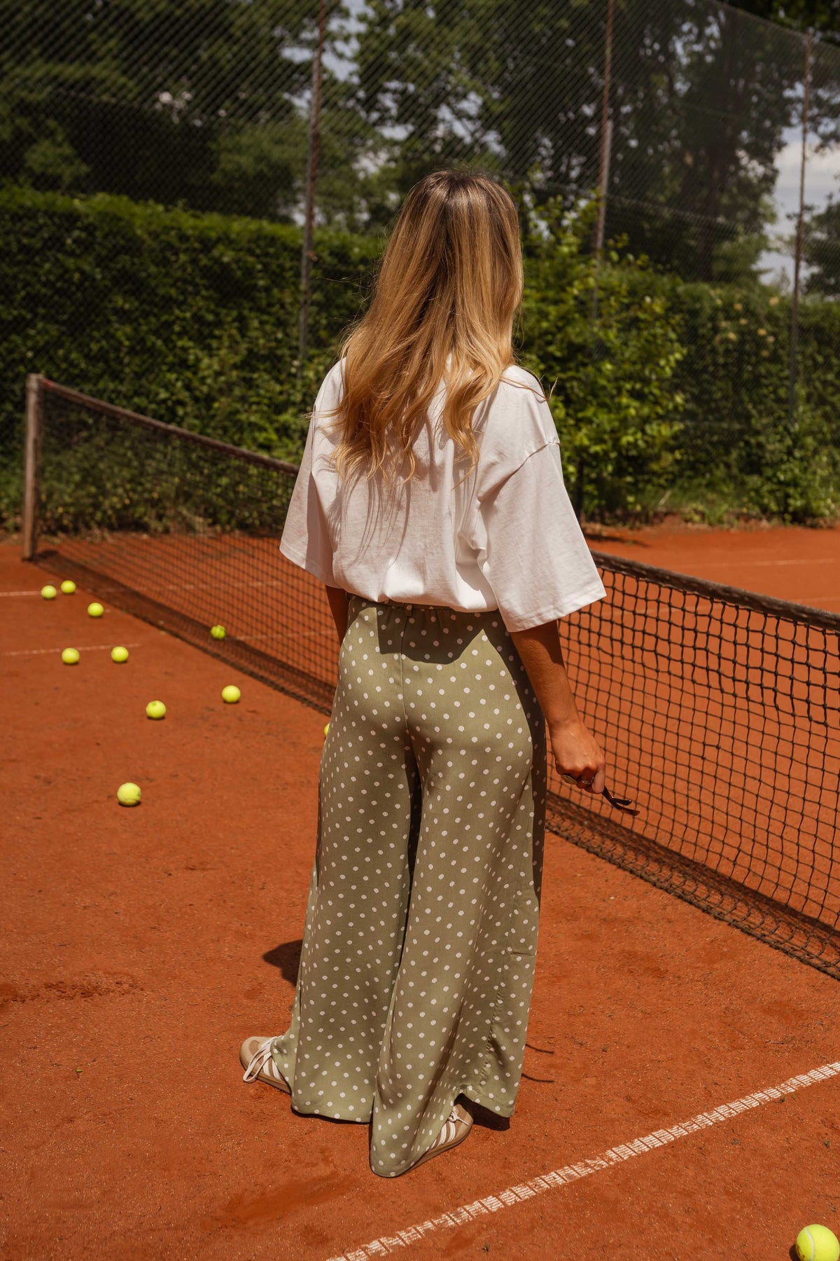 Pantalon Augustina - vert à pois