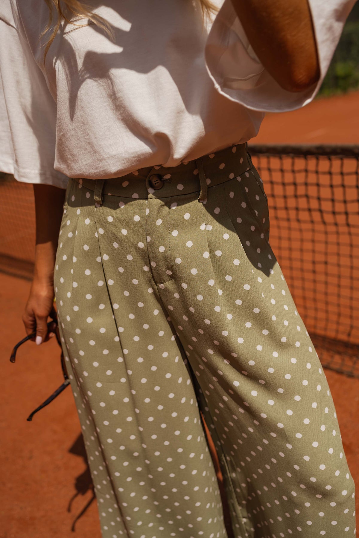 Pantalon Augustina - vert à pois