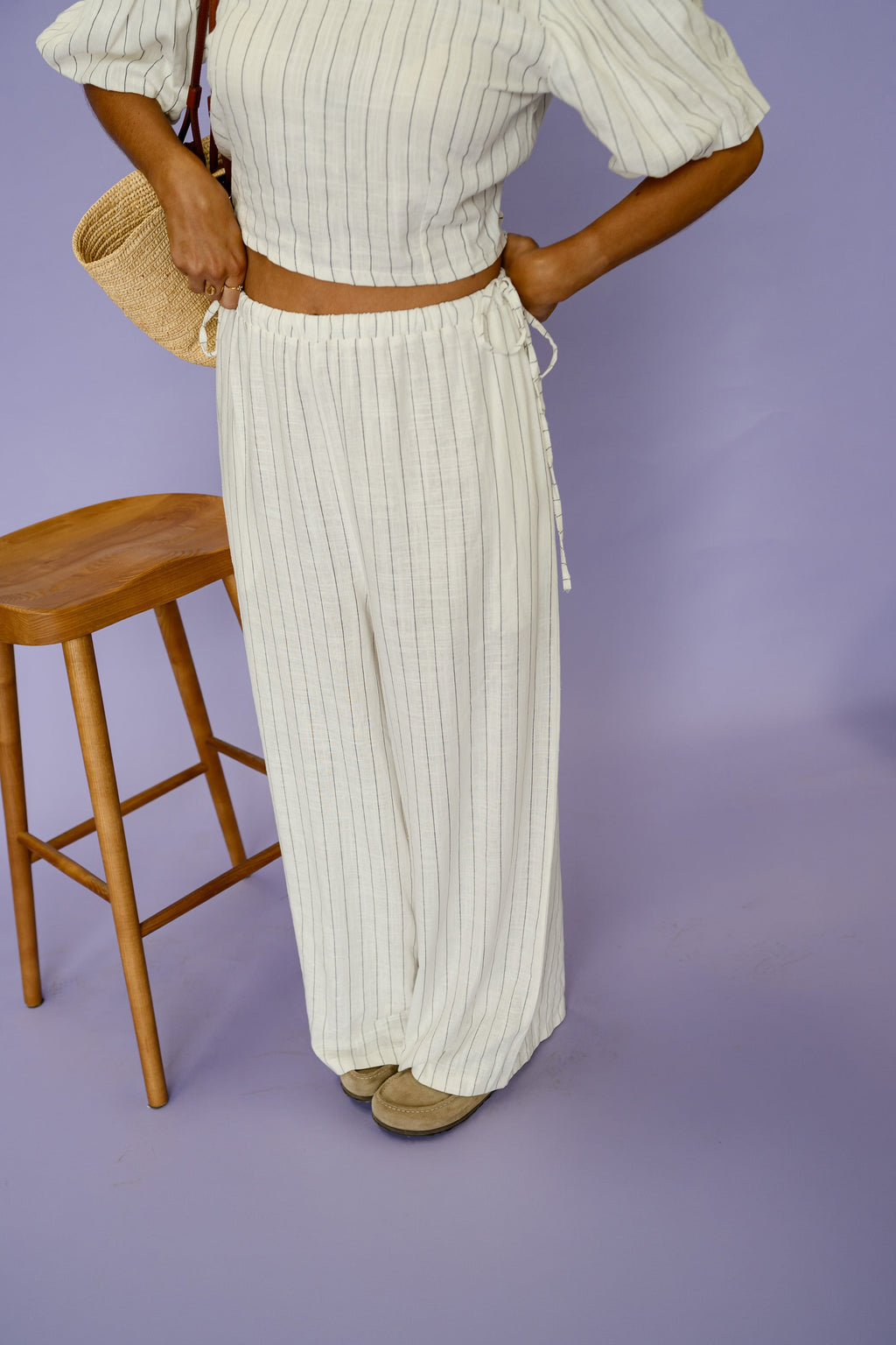 Pantalon Flavie - écru à lignes