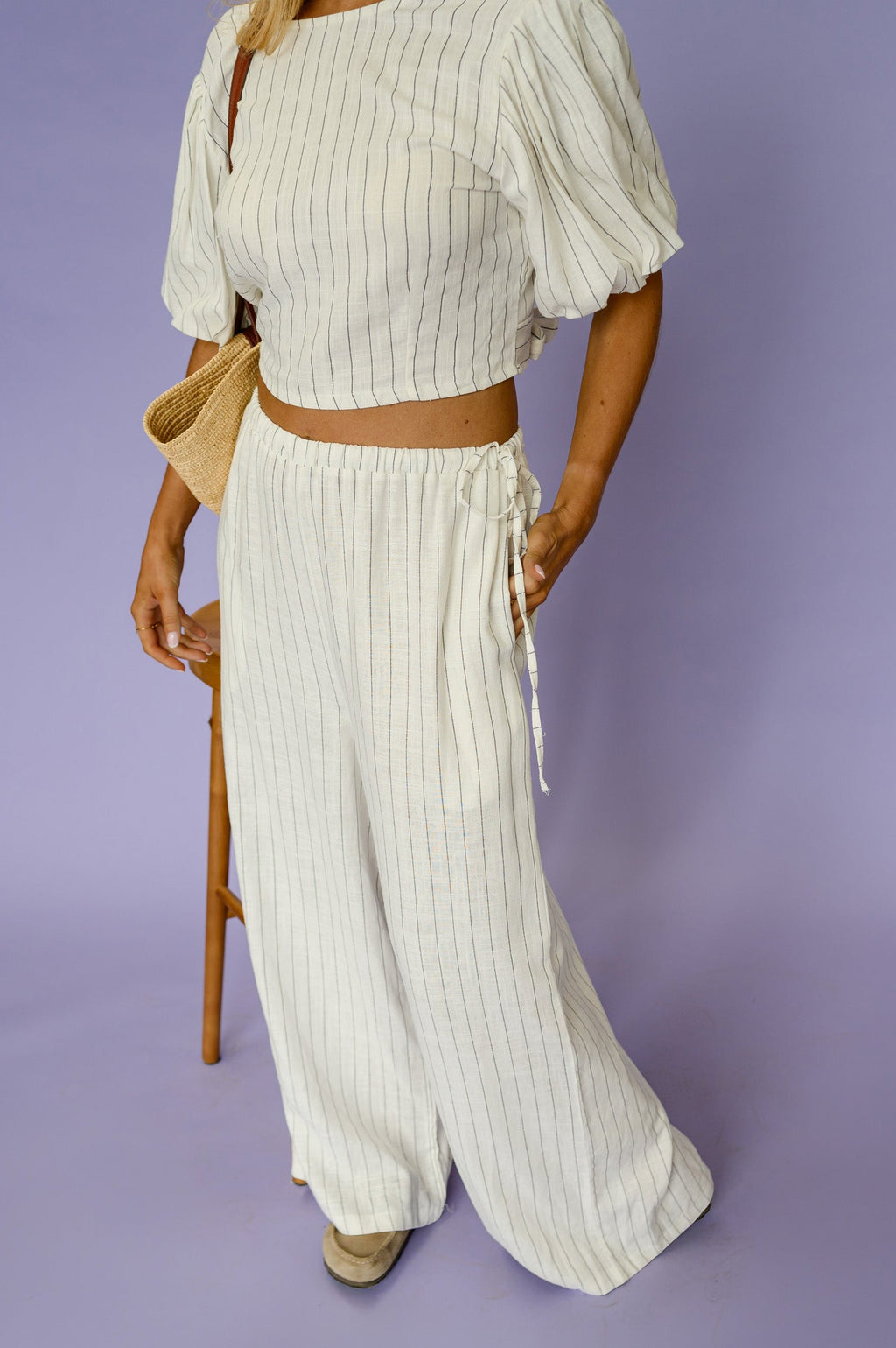 Pantalon Flavie - écru à lignes