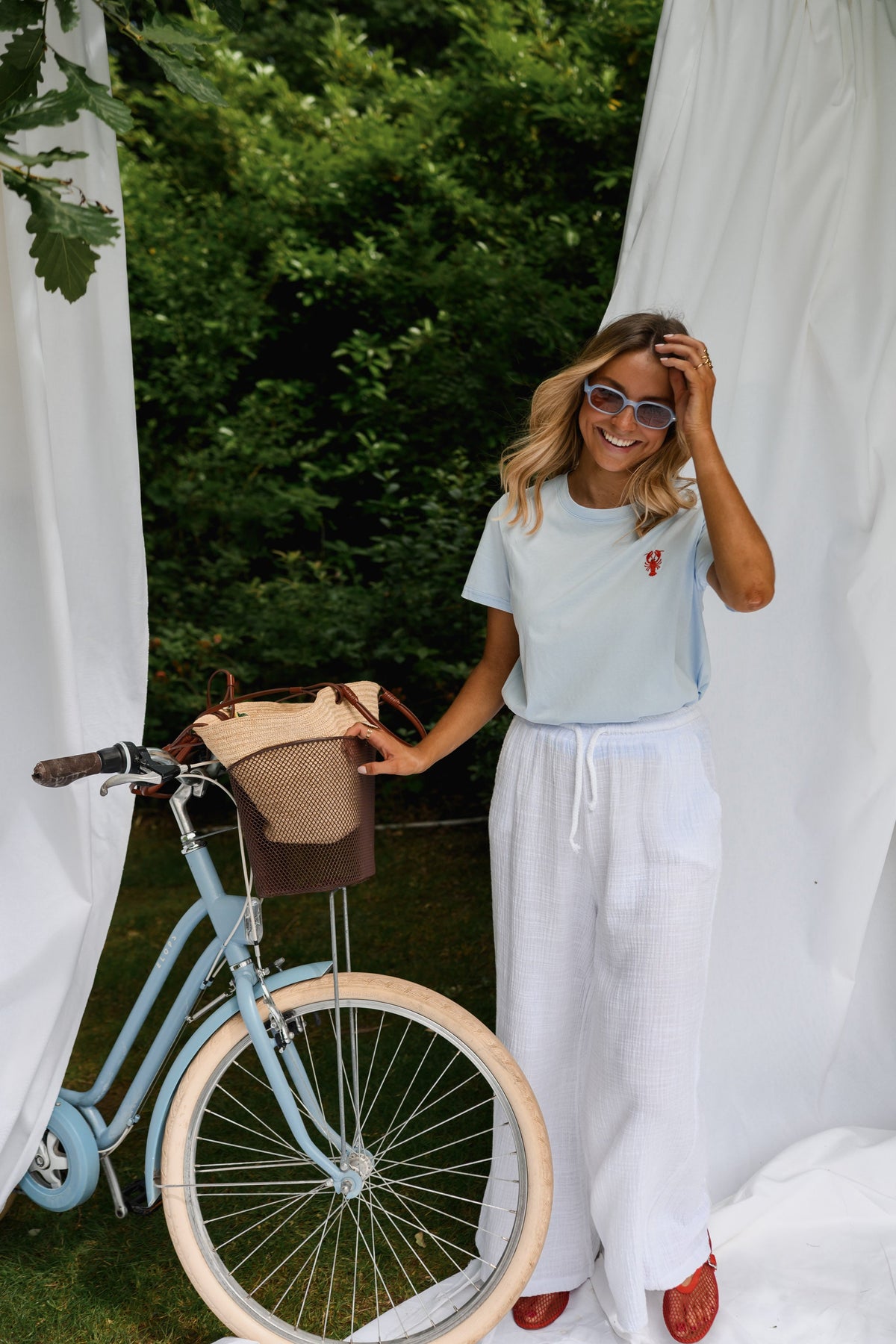 Pantalon Liana - blanc en gaze de coton