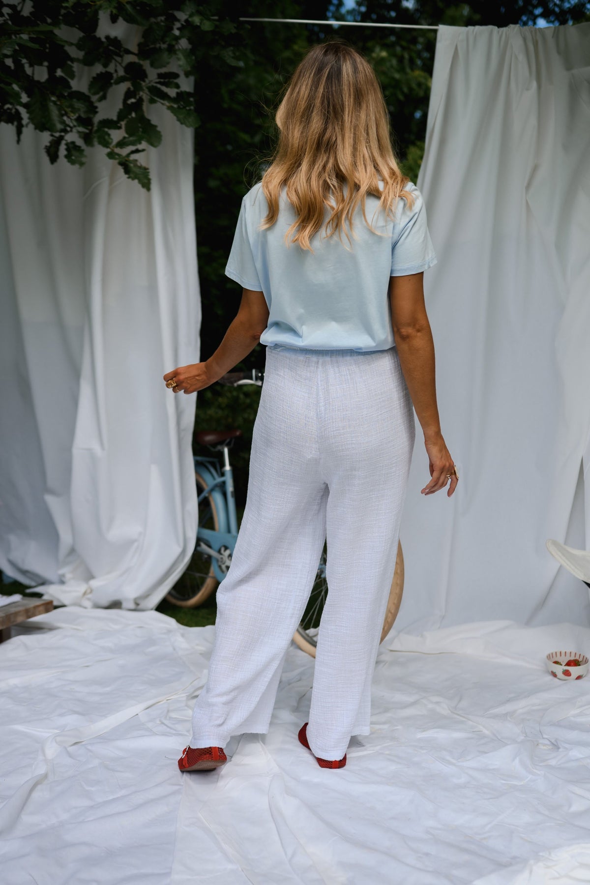 Pantalon Liana - blanc en gaze de coton