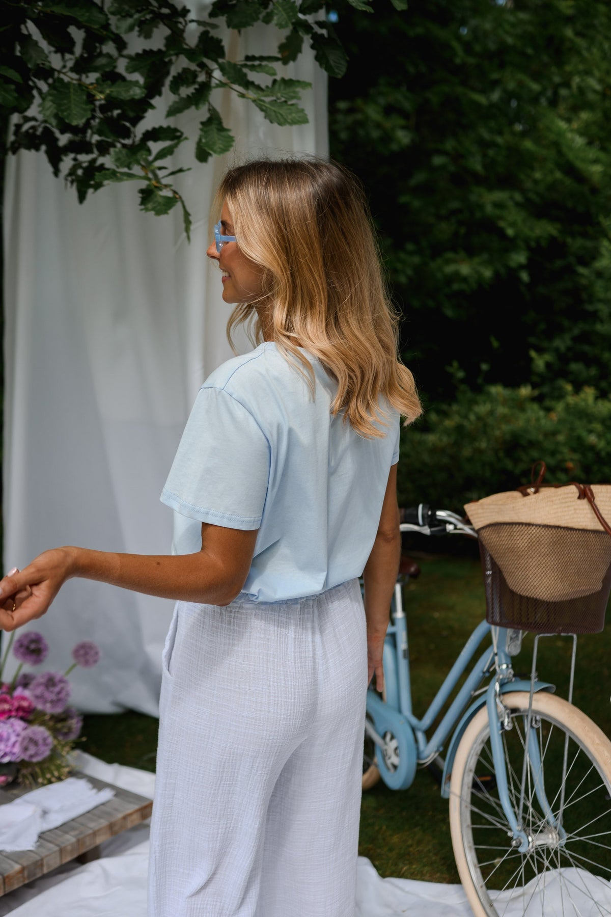 Pantalon Liana - blanc en gaze de coton