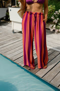Pantalon Rebecca - mauve à lignes orange