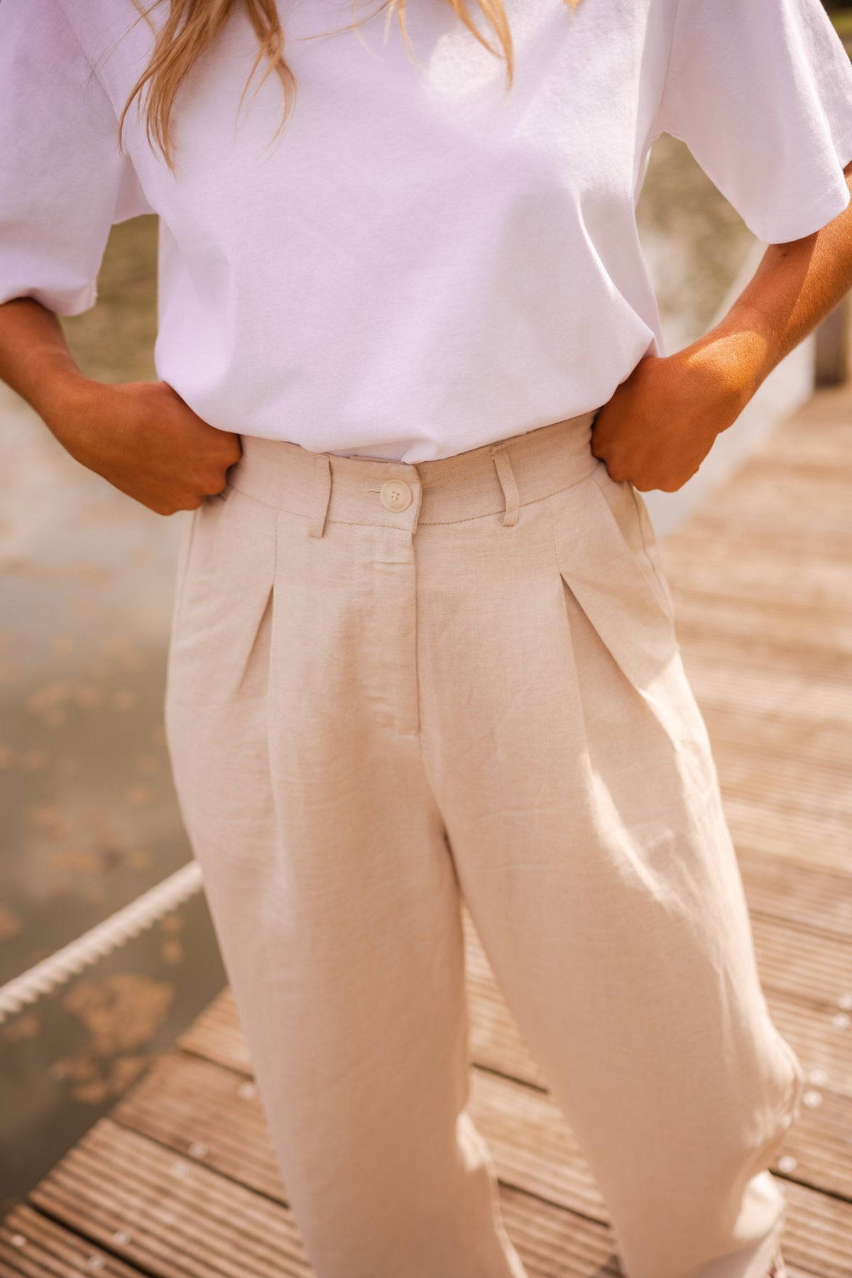 Pantalon Romuald - beige en lin
