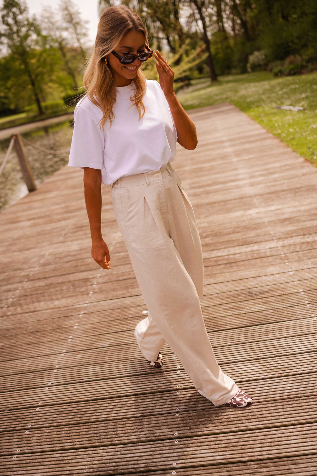 Pantalon Romuald - beige en lin