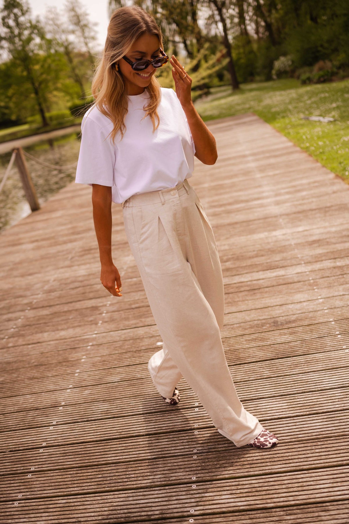 Pantalon Romuald - beige en lin