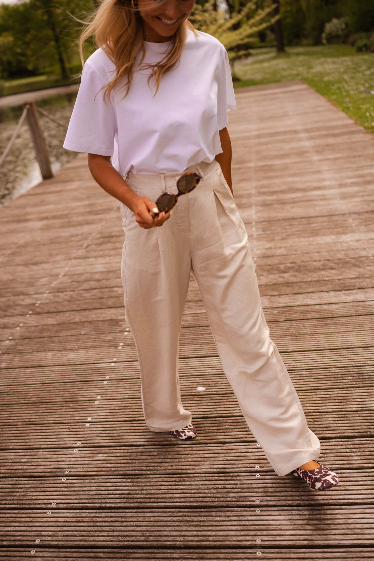 Pantalon Romuald - beige en lin