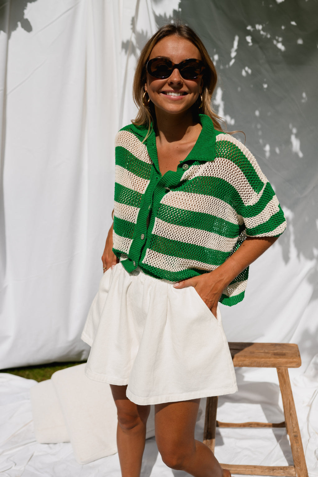 Polo Armelle - vert à lignes