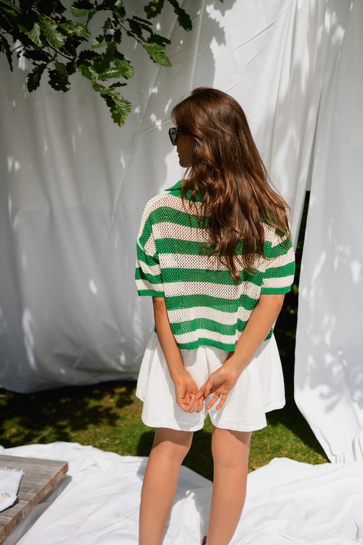 Polo Armelle - vert à lignes