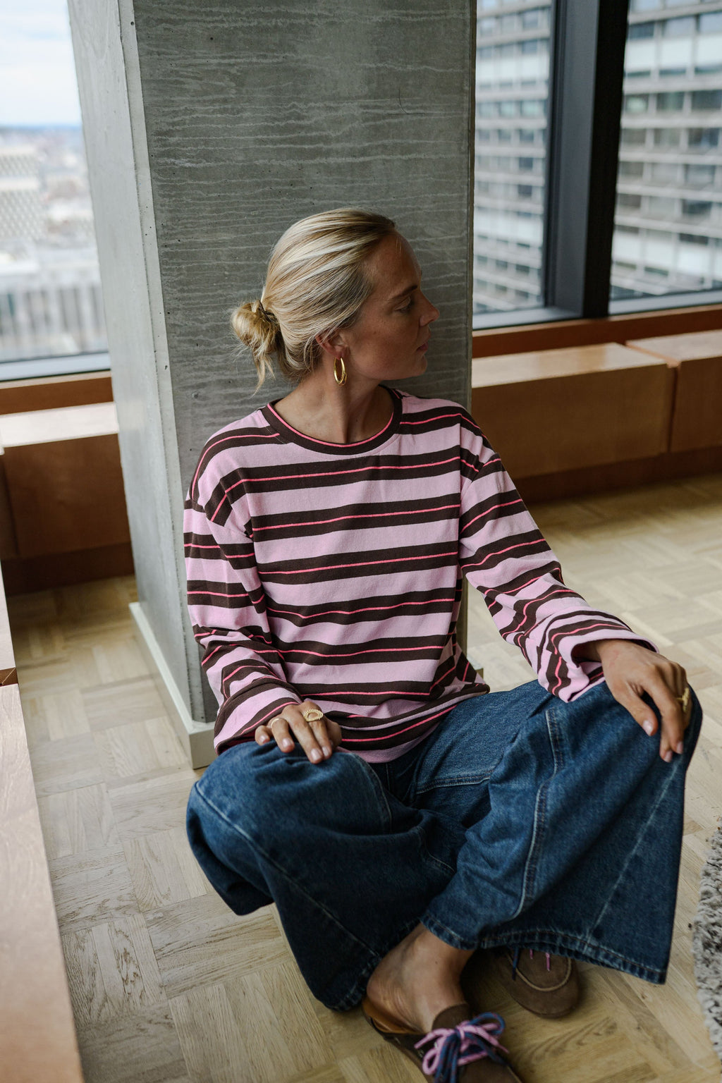 Pull Alexa - rose à lignes