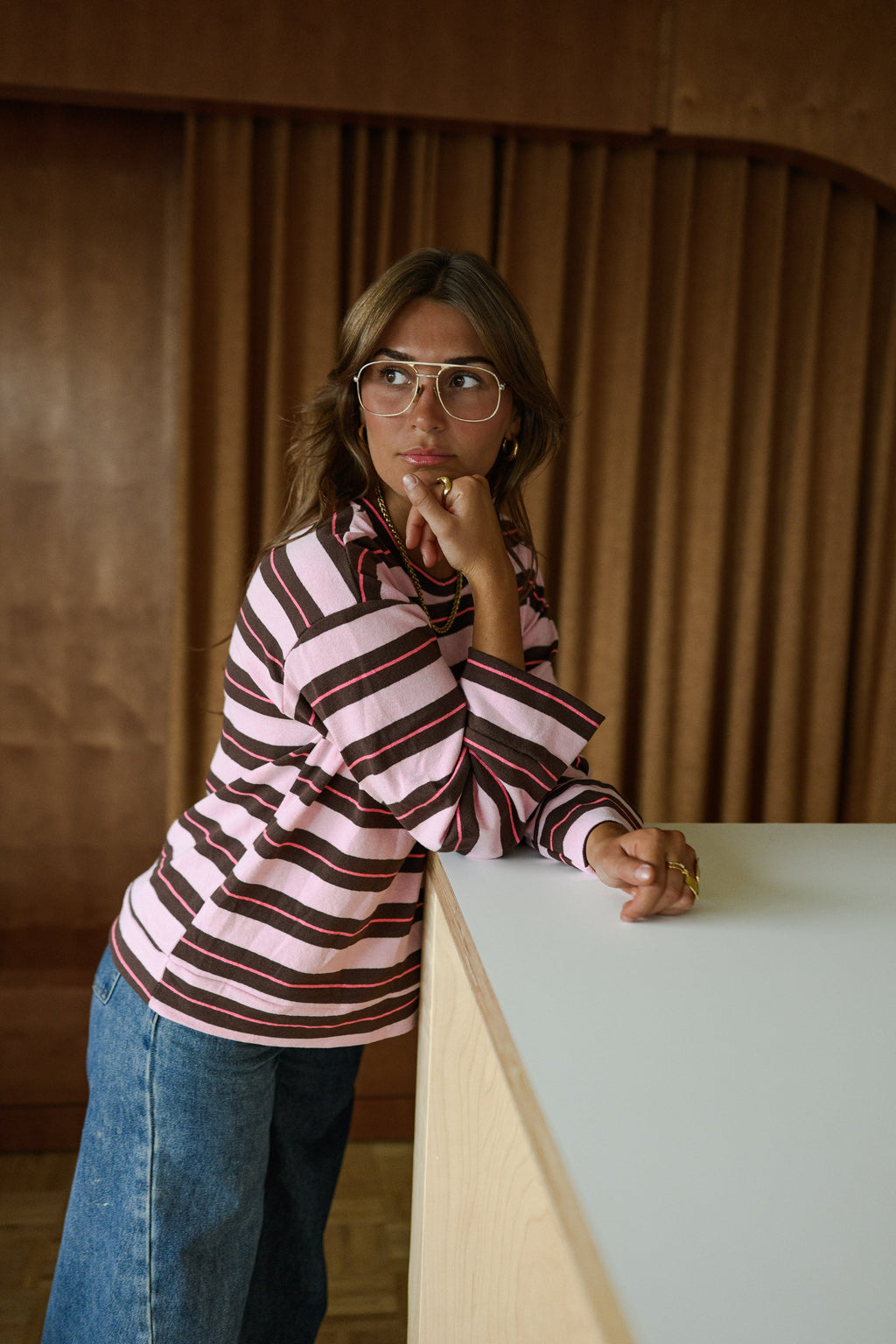 Pull Alexa - rose à lignes