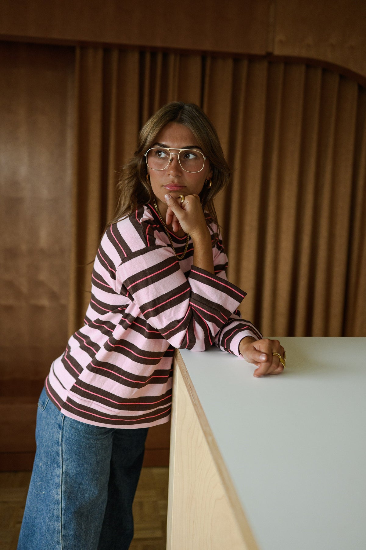Pull Alexa - rose à lignes