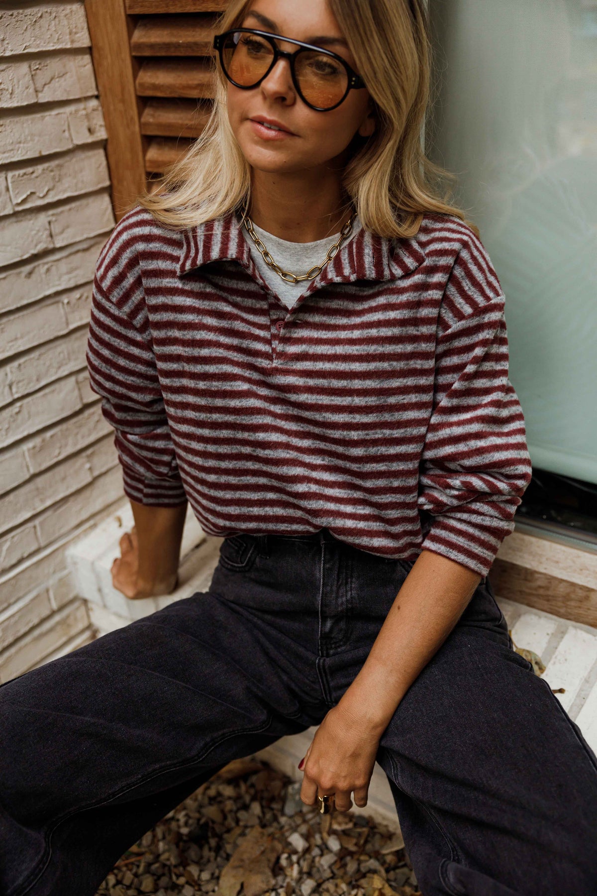 Pull Batista - gris et bordeaux