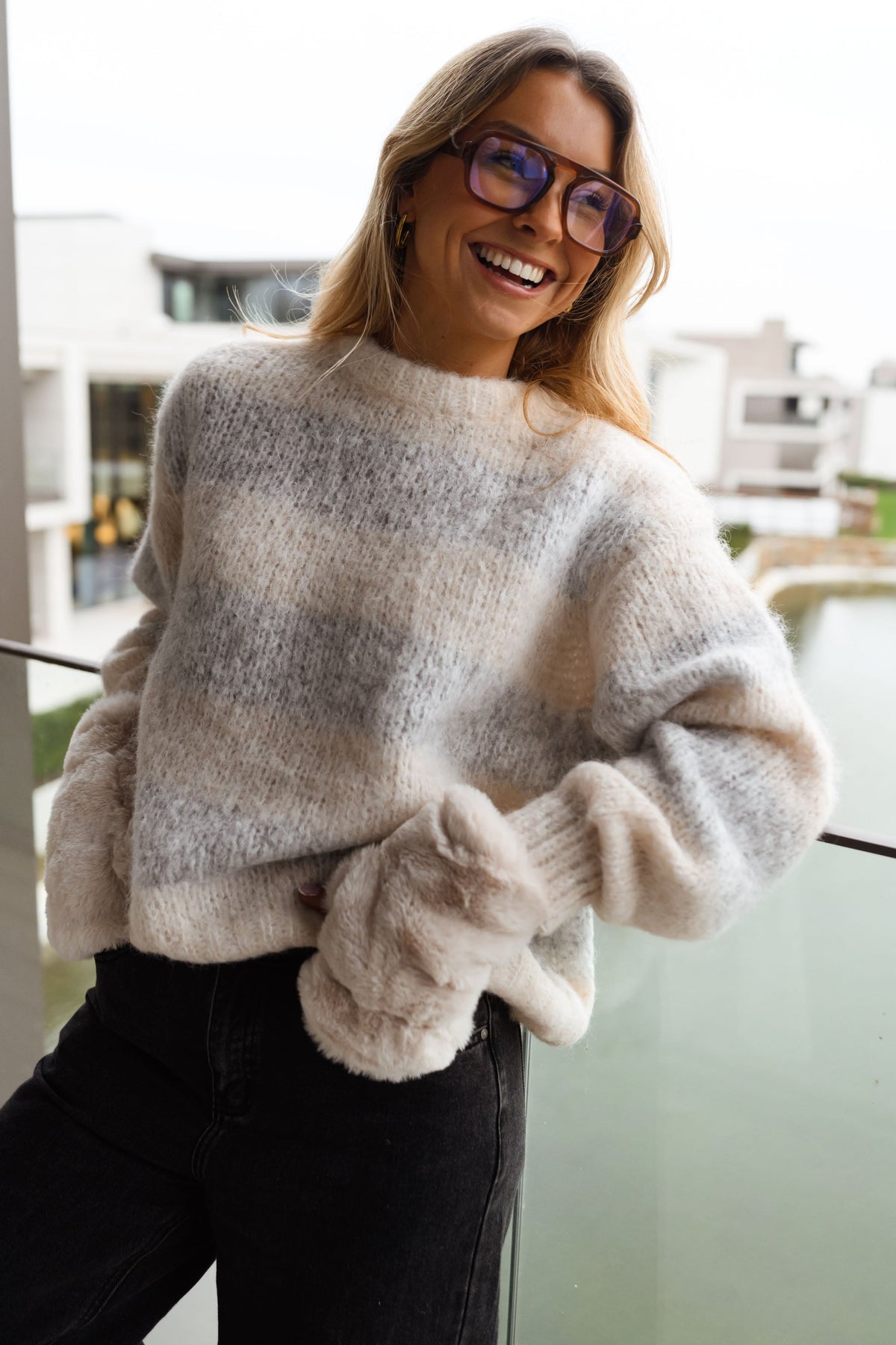 Pull Debby - écru et gris