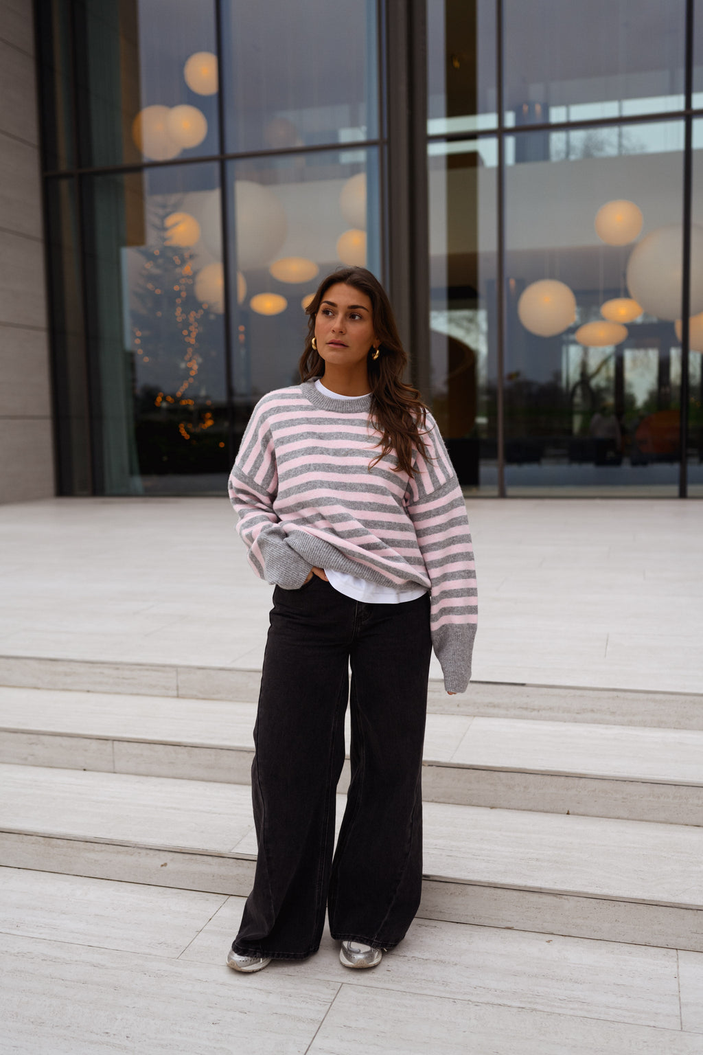 Pull Emilie - gris et rose
