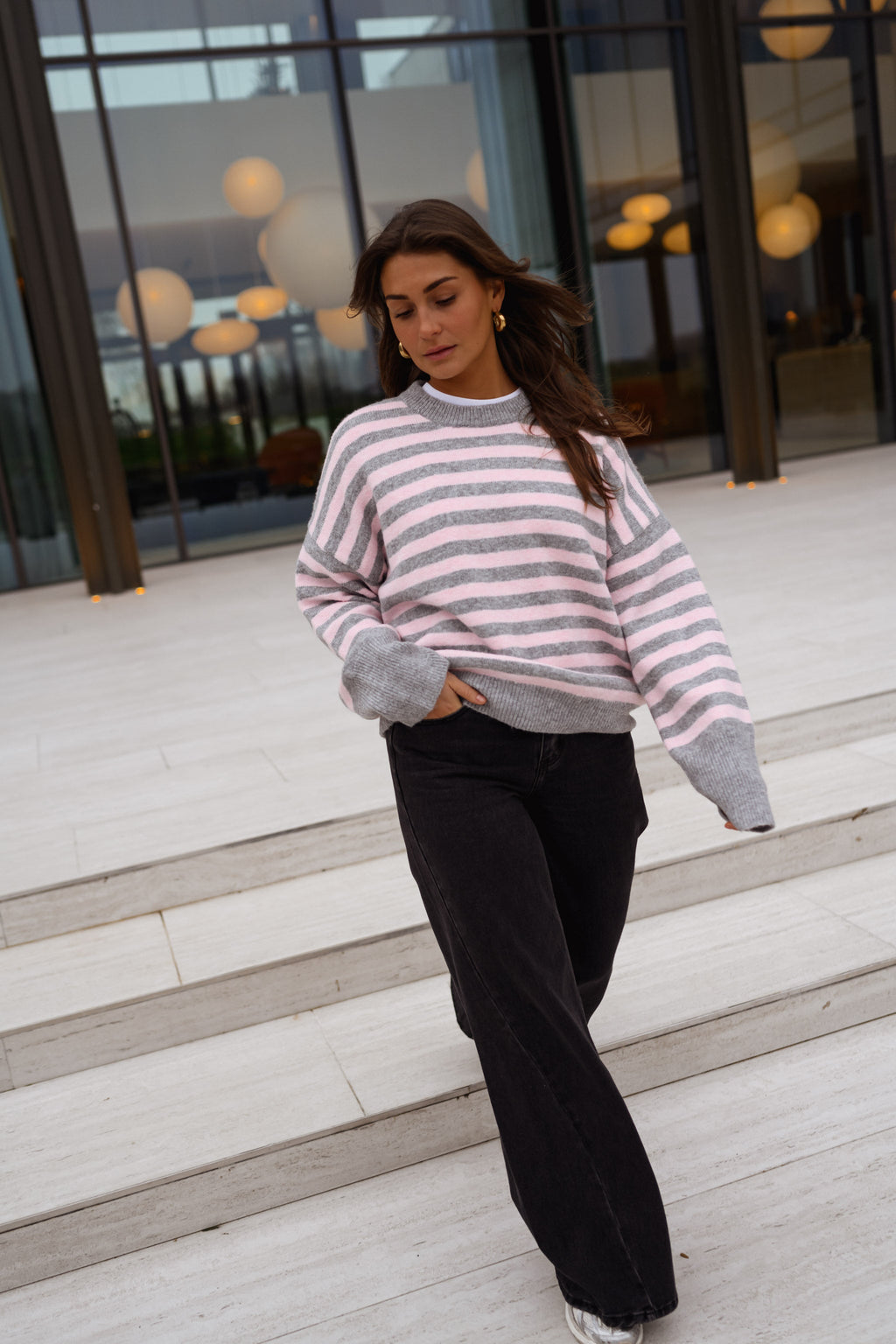 Pull Emilie - gris et rose