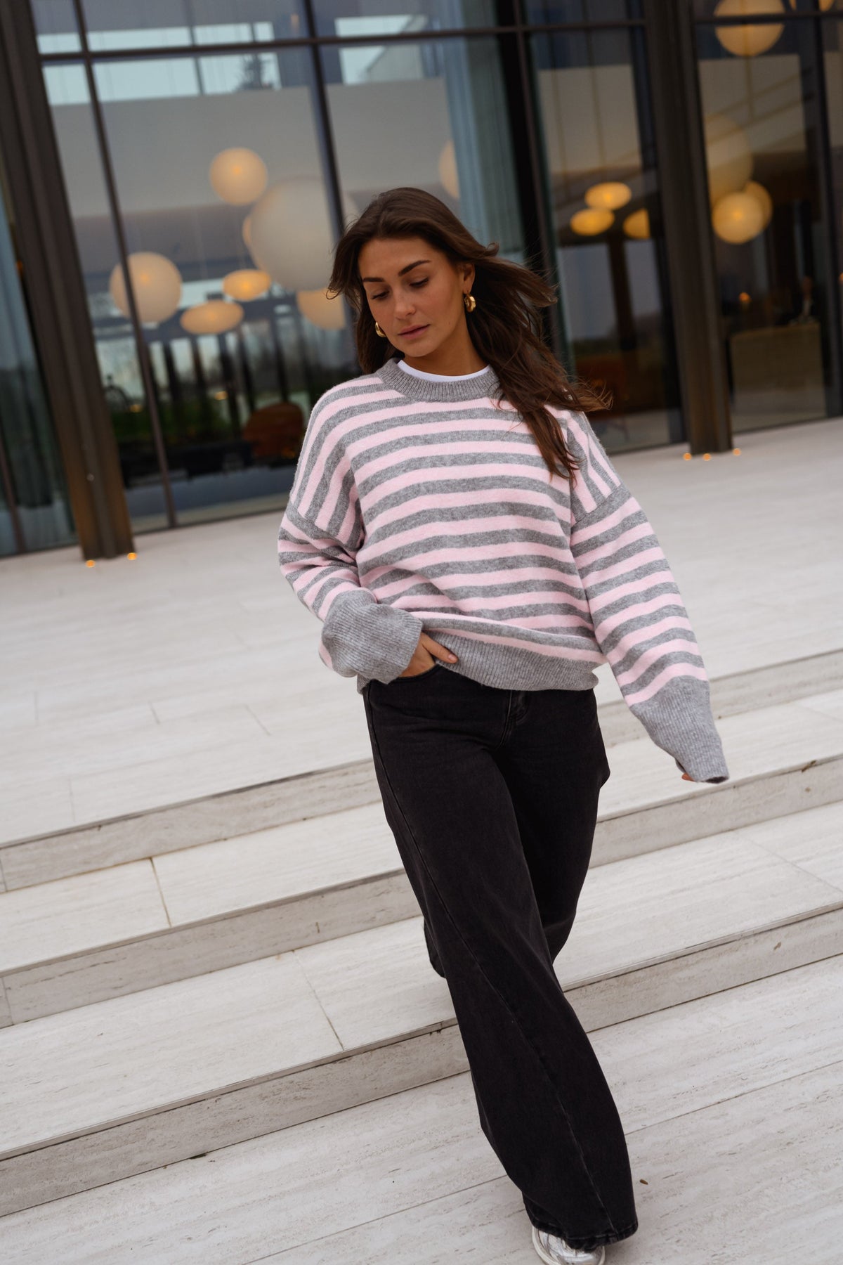 Pull Emilie - gris et rose
