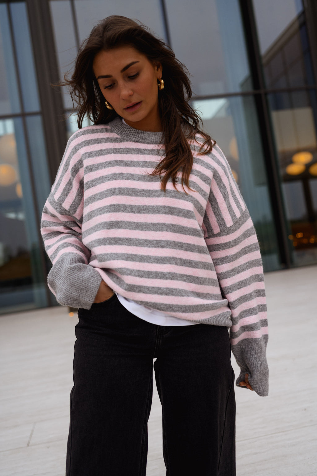 Pull Emilie - gris et rose