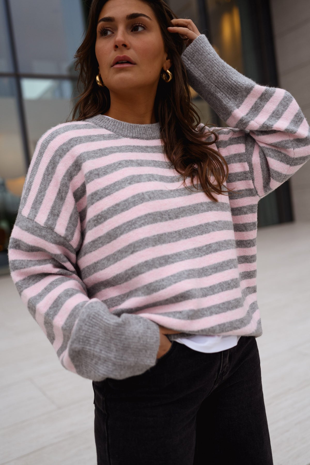 Pull Emilie - gris et rose