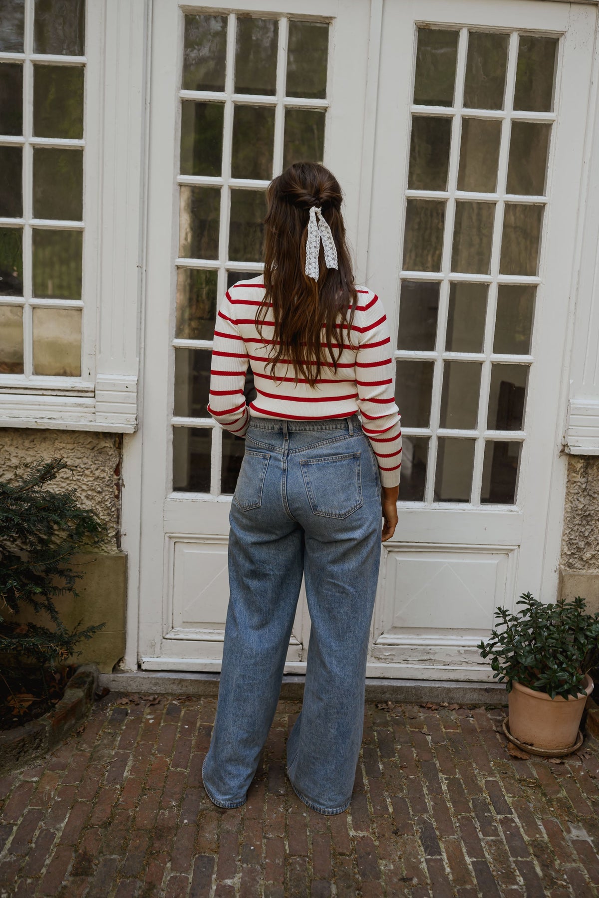 Pull Janet - rouge et écru à lignes
