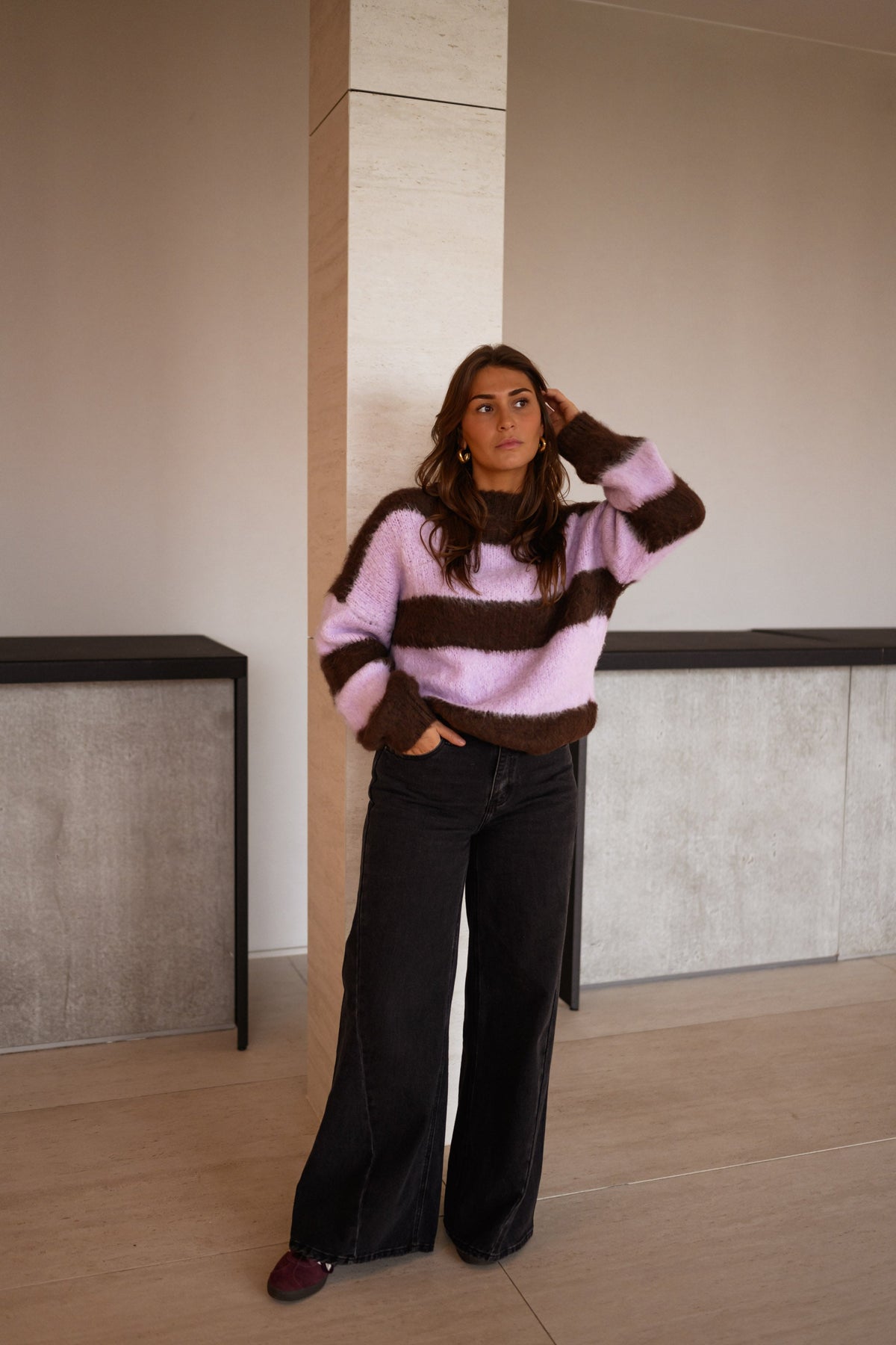 Pull Japa - rose et brun