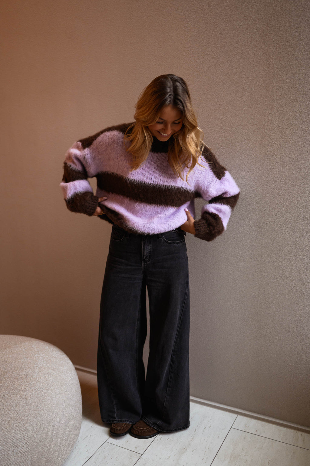 Pull Japa - rose et brun